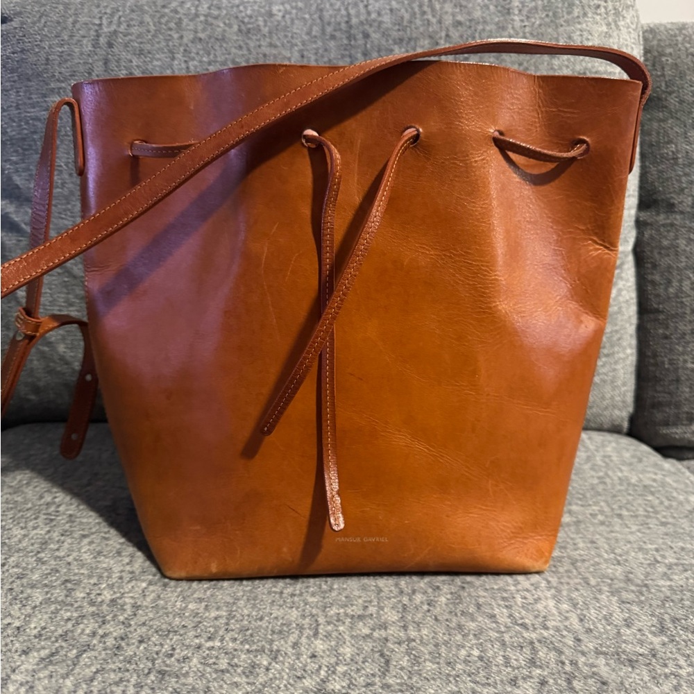 Mansur Gavriel Leather Tote – Blush Pink Interior / Brown Leather Trim